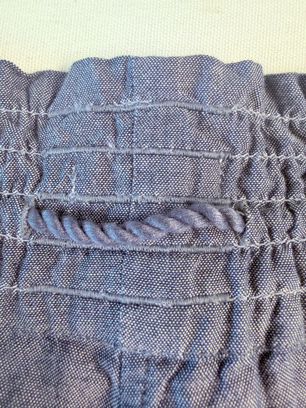Roxy Chambray Cotton Tassled Rope Belt Front Back Pocket Beach Surf Short M - Picture 6 of 8